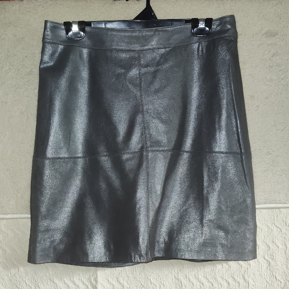 Pink Tartan Silver Leather Pencil Skirt